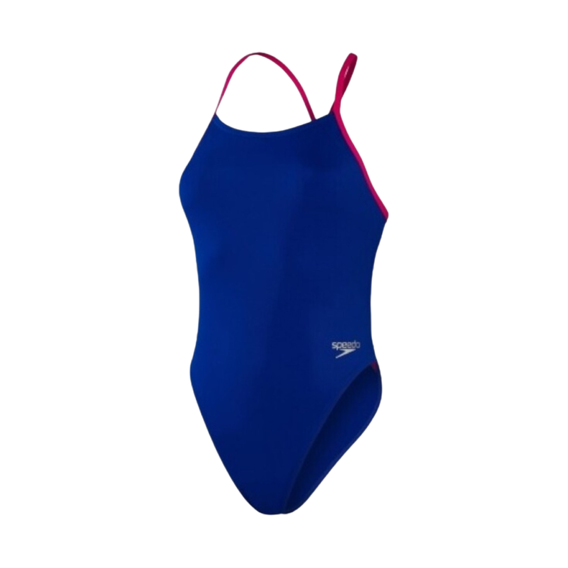 8-00318115504 (W) Speedo Solid One Piece Tie Back Blue Pink