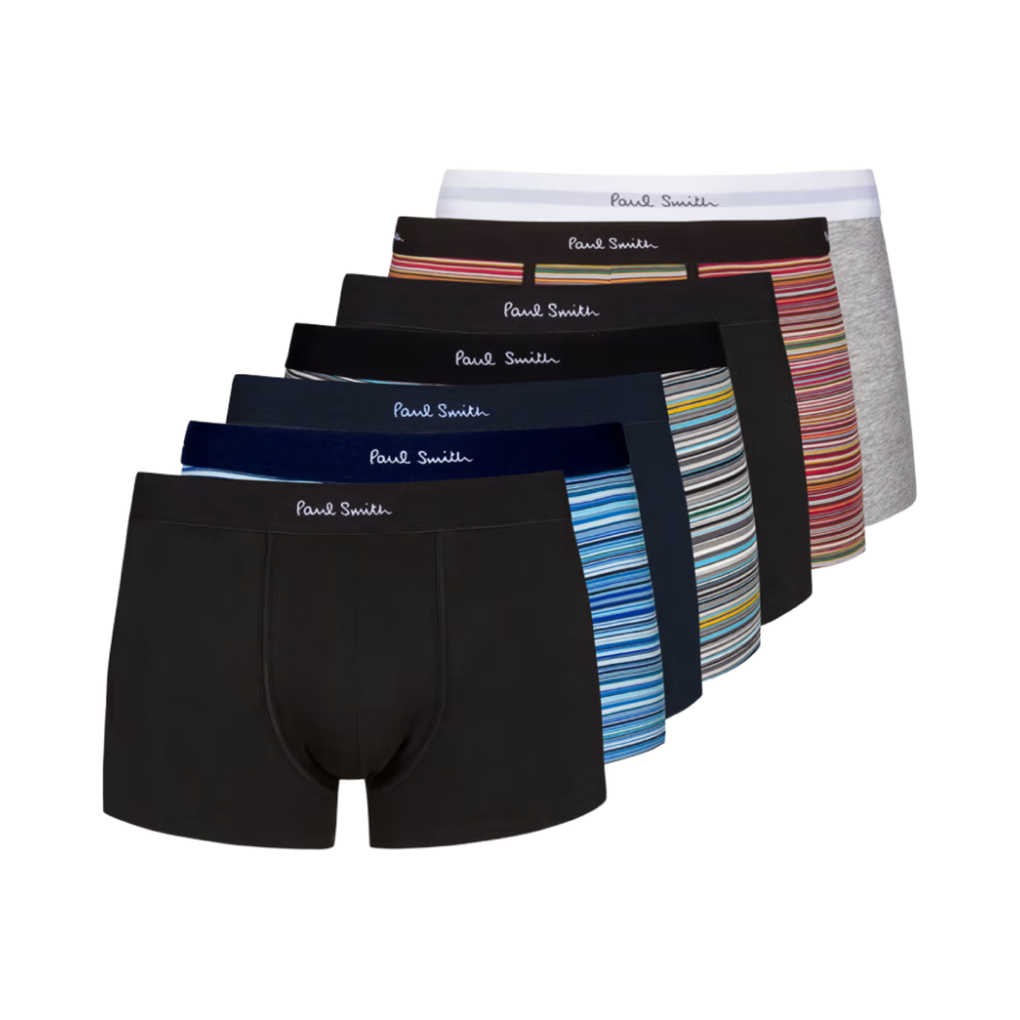 폴 스미스 시그니쳐 스트라이프 오가닉 코튼 믹스드 복서 브리프 멀티 컬러 (7개입)(Paul Smith Signature Stripe Organic Cotton Mixed Boxer Briefs Multi Color (7 Pack))