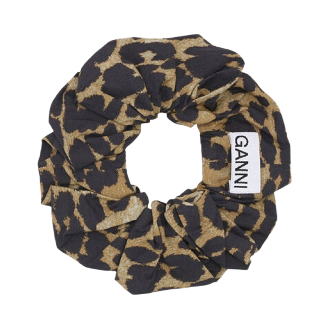 A5993-943 (W) Ganni Cotton Scrunchie Leopard