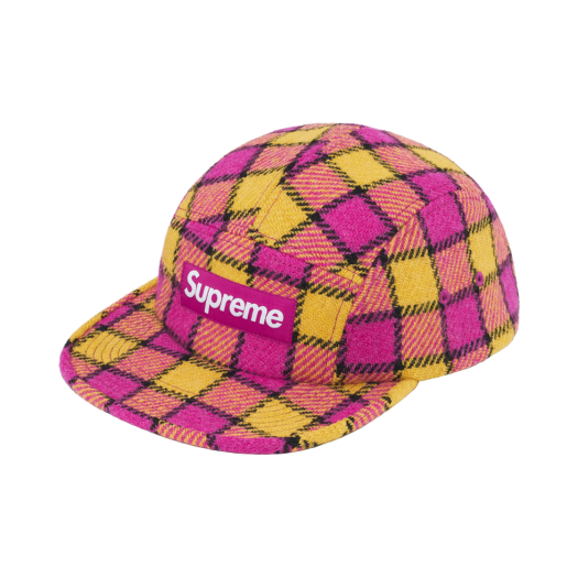 Supreme Harris Tweed Camp Cap Pink Plaid - 25SS