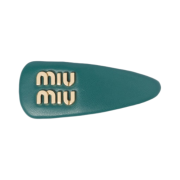 (W) Miu Miu Nappa Leather Hair Clip Lagoon Blue