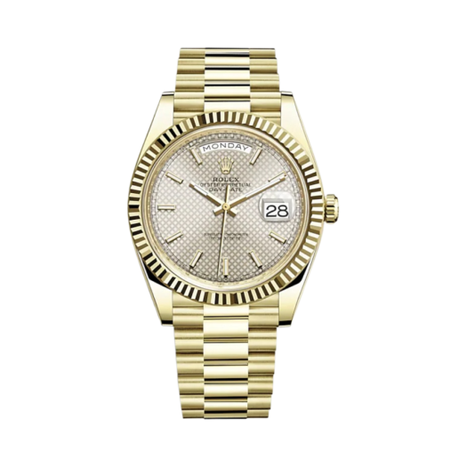 Rolex Day-Date 40mm 228238 Diagonal Motif Silver President