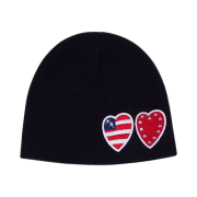The Museum Visitor Two Heart Patch Stitched Beanie Black