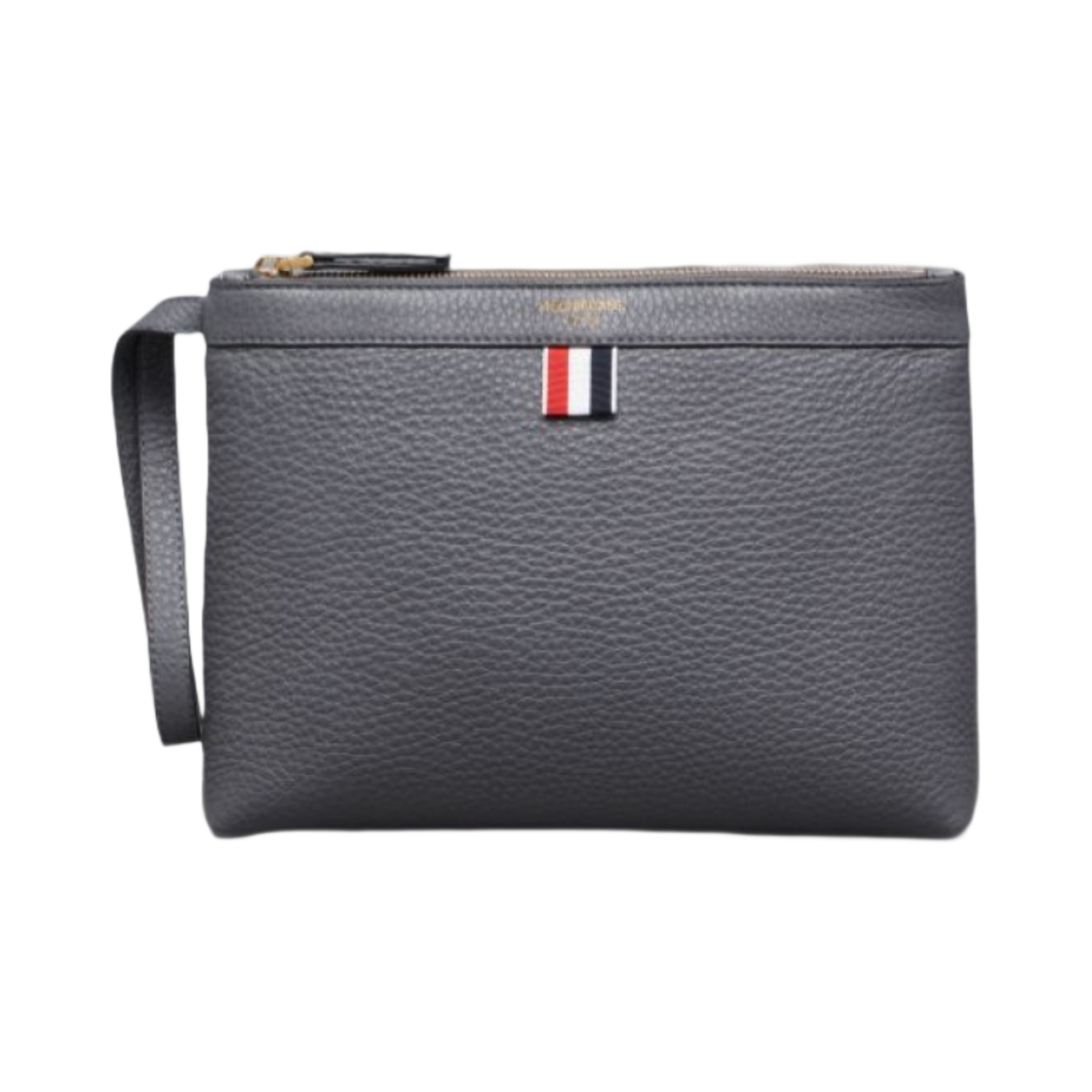FAL008A-L0090-025 Thom Browne Pebble Grain Leather Toiletry Case Dark Grey