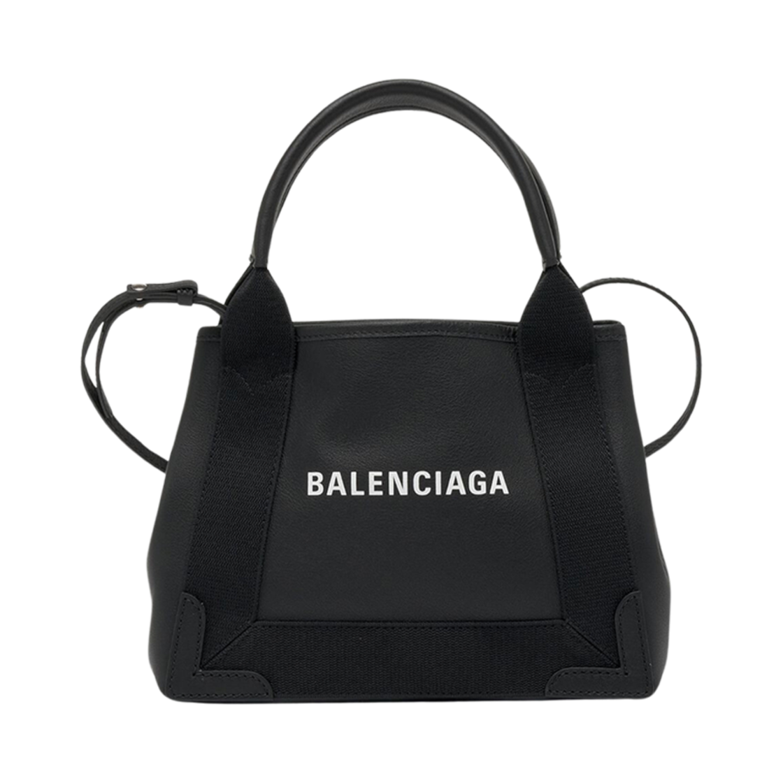 390346D6WXN1060 Balenciaga Navy XS Leather Cabas Black