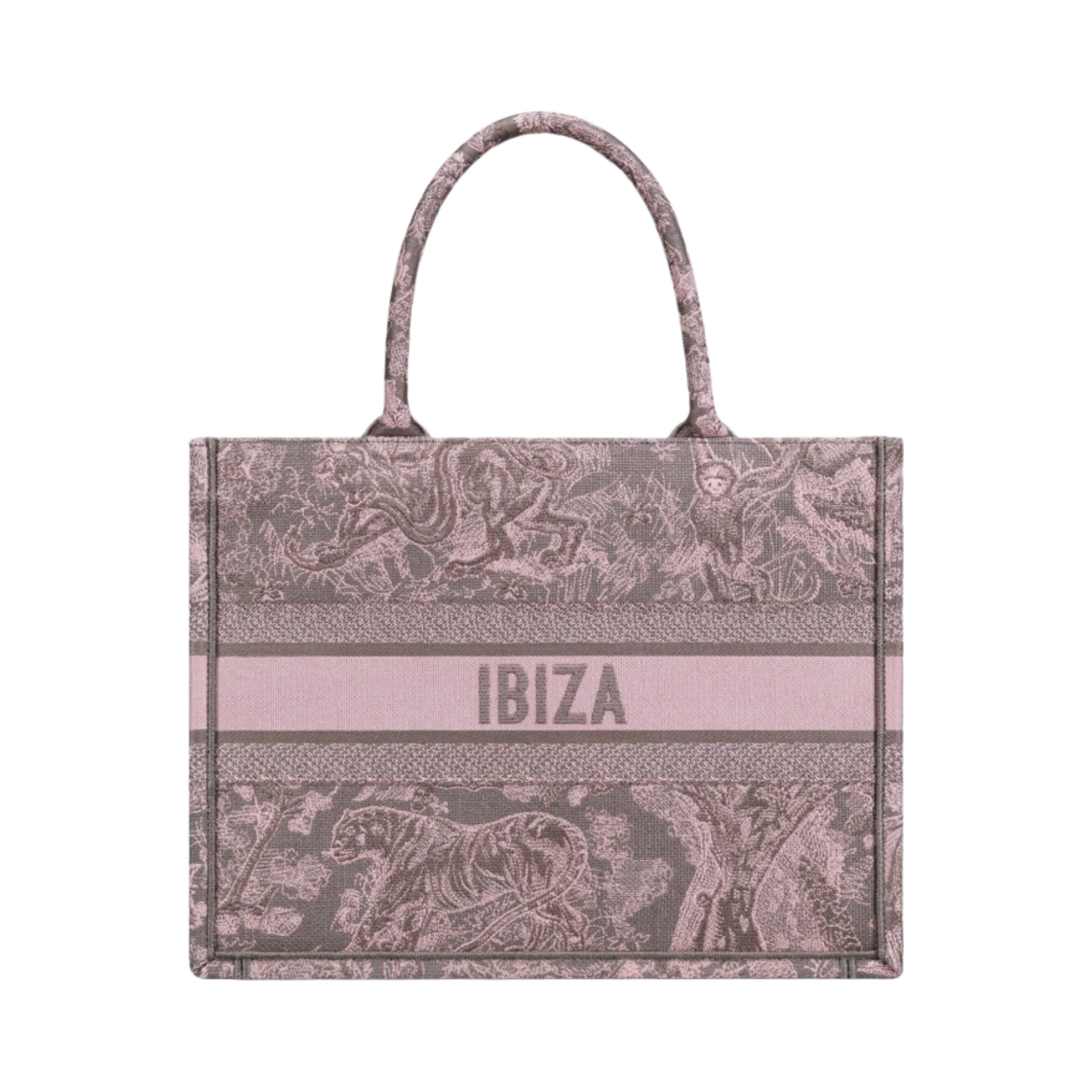 디올 미디움 디올 북 토트백 그레이 핑크 트왈 드 주이 리버스 이비자 자수(Dior Medium Dior Book Tote Gray Pink Toile De Jouy Reverse Ibiza Embroidery) - 1