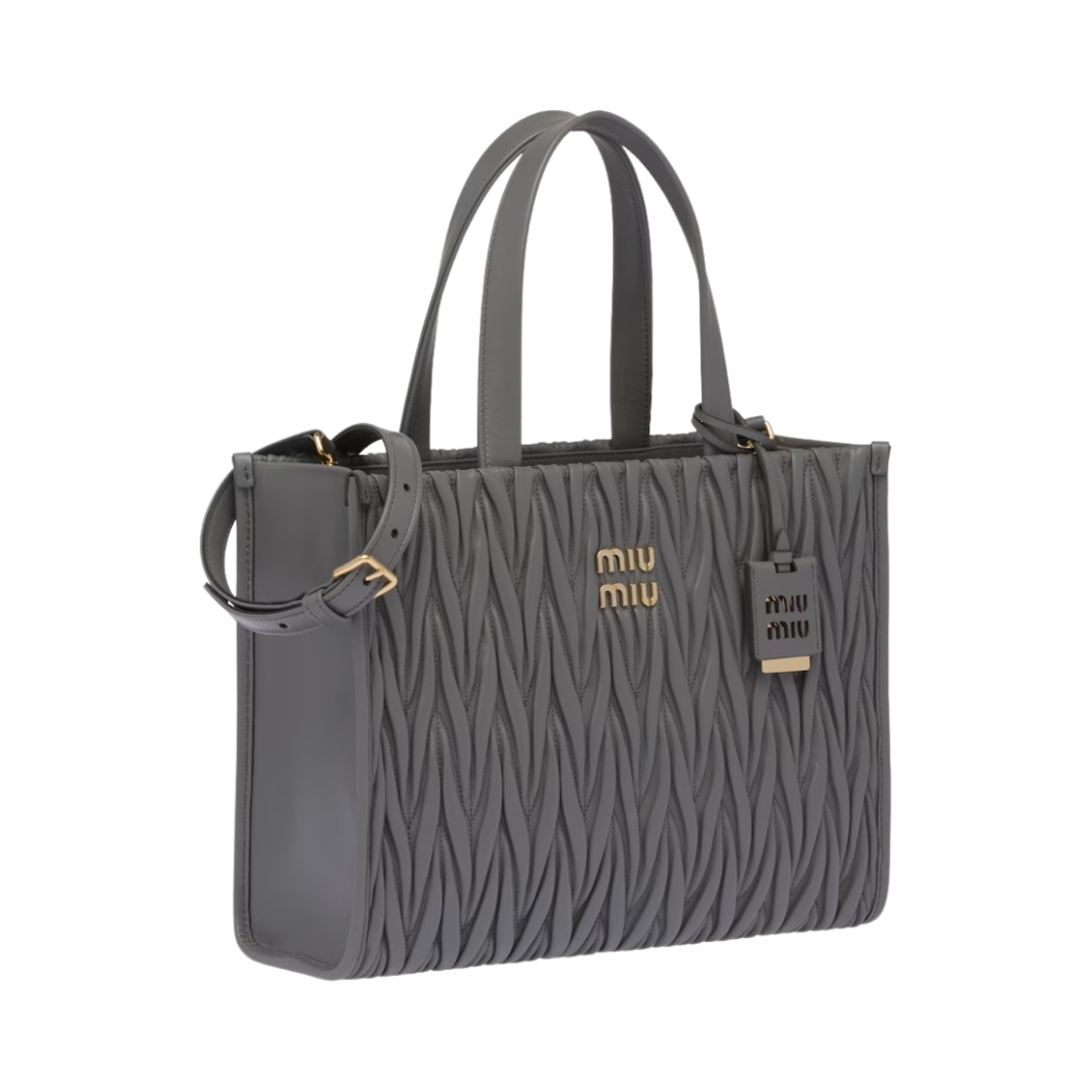 미우 미우 마틀라세 나파 레더 토트백 마블 그레이(Miu Miu Matelasse Nappa Leather Tote Bag Marble Grey) - 2
