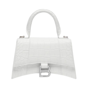 Balenciaga Hourglass XS Handbag Crocodile Embossed White
