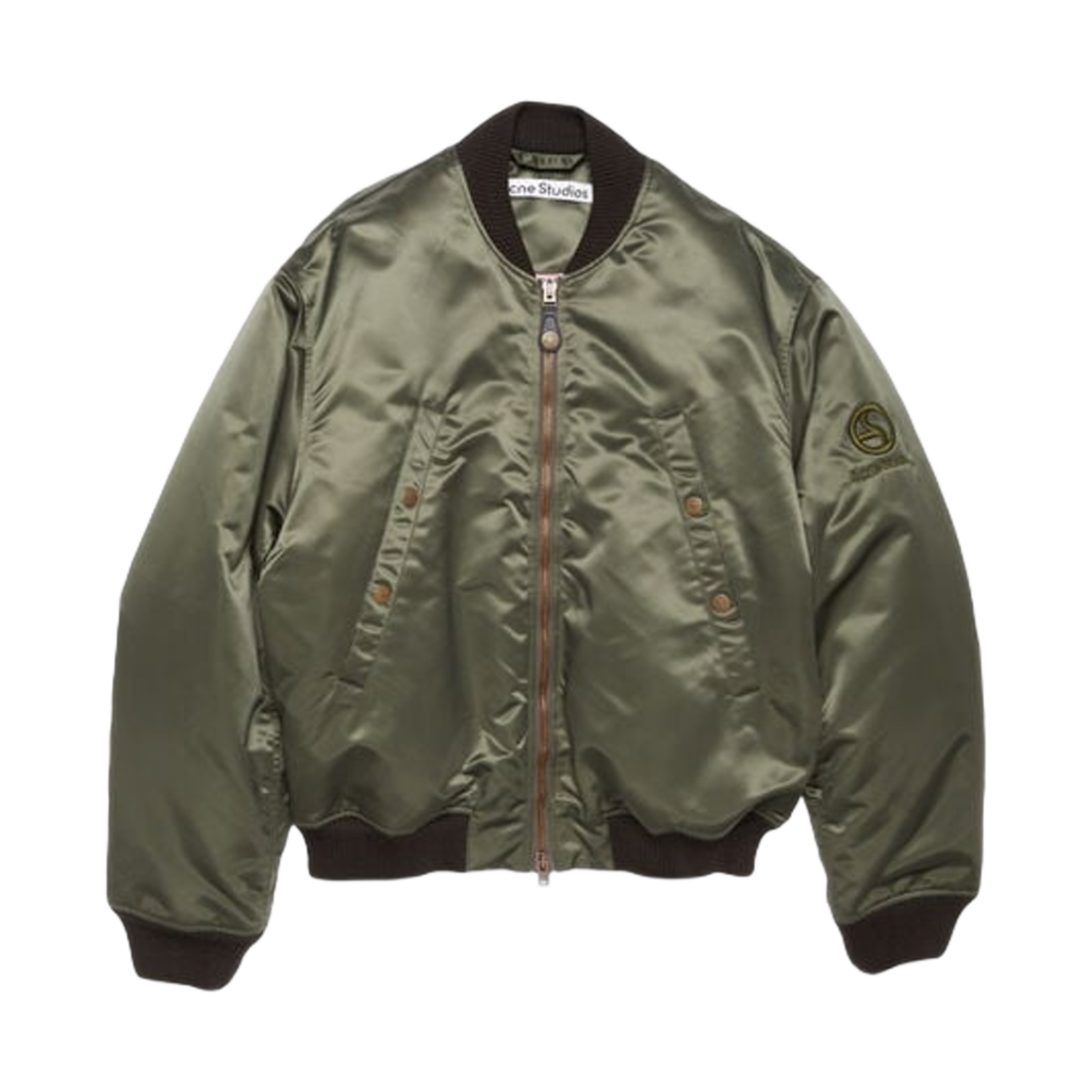 B90819-BGU Acne Studios Bomber Jacket Logogram Military Green
