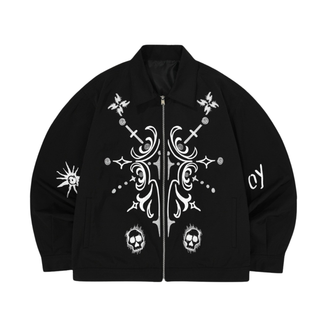 OYBCS1OU024BK OY Skull Embroidery Jacket Black - 대표 이미지 #1