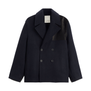 Zara x Studio Nicholson Leather Patch Pea coat Navy Blue