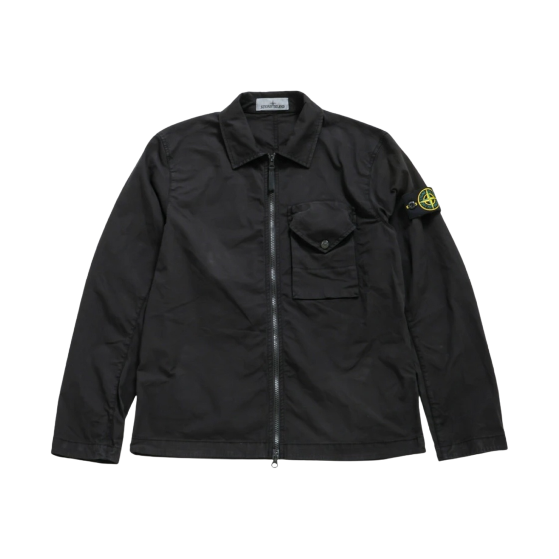 스톤 아일랜드 11010 스트레치 코튼 개버딘 오버셔츠 블랙 - 23FW