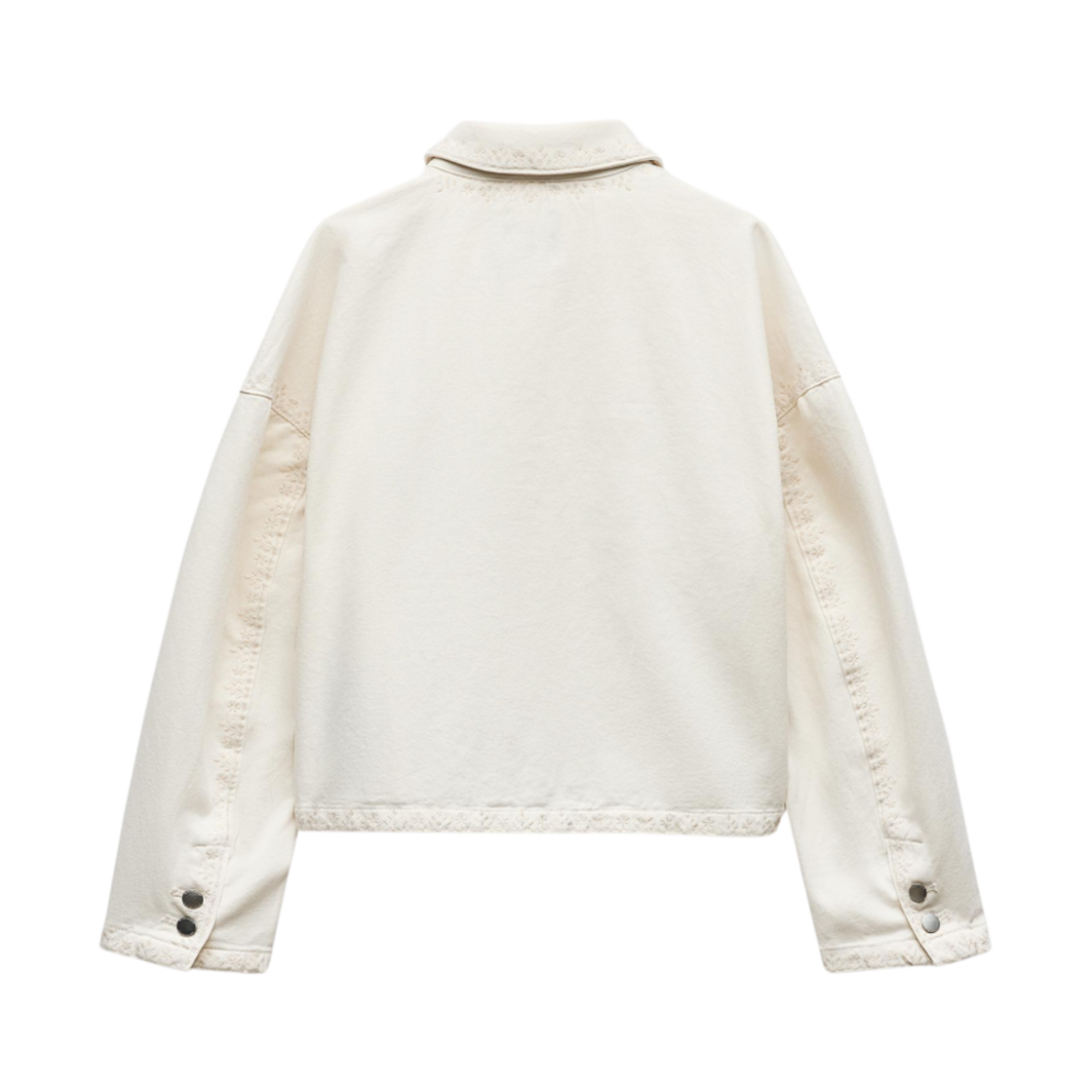 (W) 자라 ZW 컬렉션 자수 오버셔츠 포켓 에크루((W) Zara ZW Collection Embroidered Overshirt with Pockets Ecru) - 2