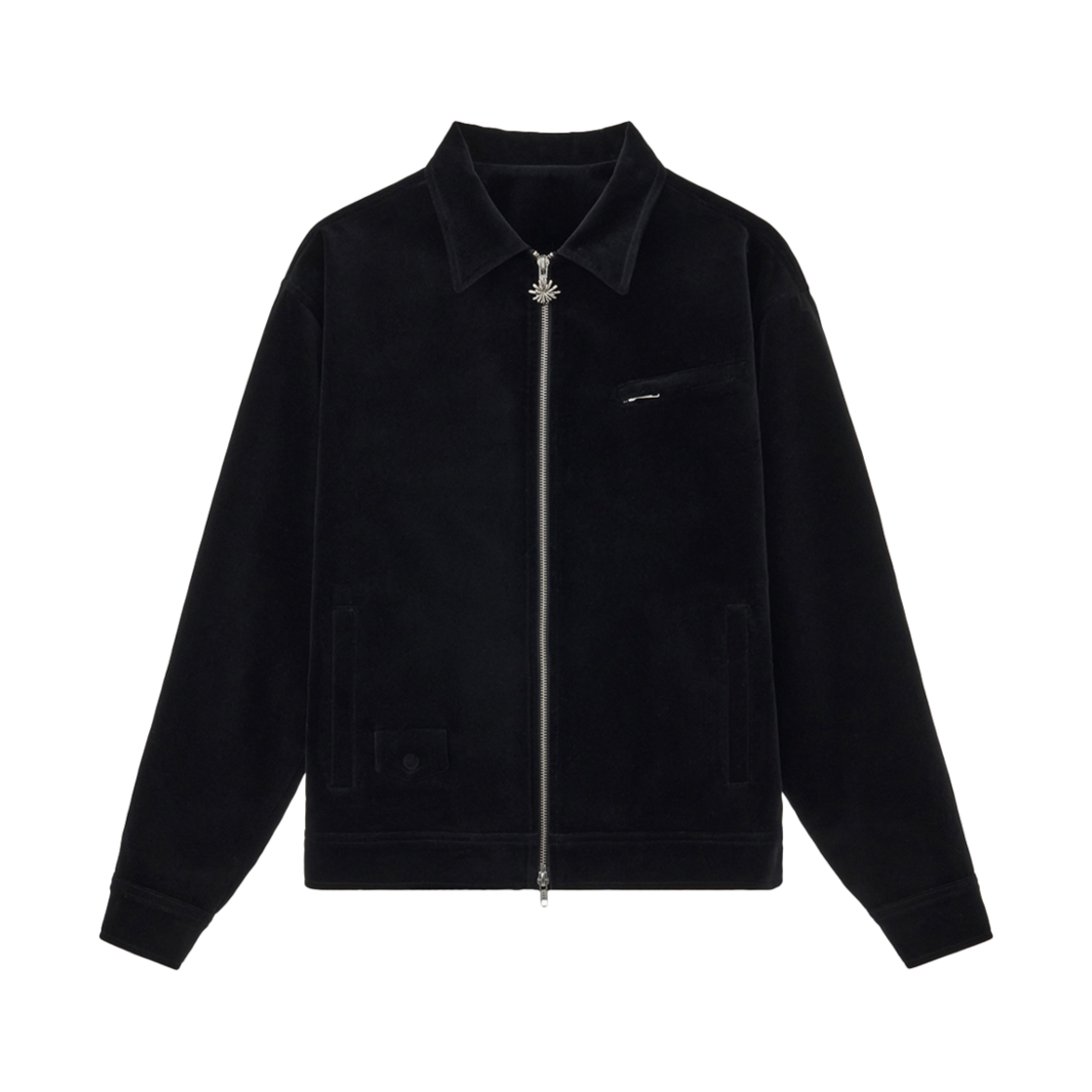 2501MSJBK(2) STU Velvet Zip Up Jacket Black (With Stamen Brooch)