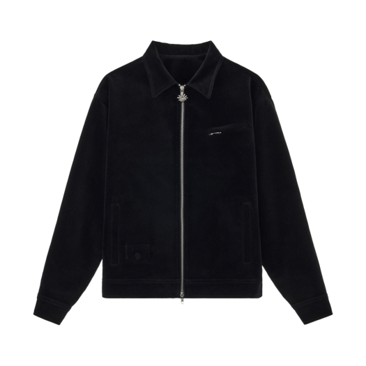 2501MSJBK(2) STU Velvet Zip Up Jacket Black (With Stamen Brooch)