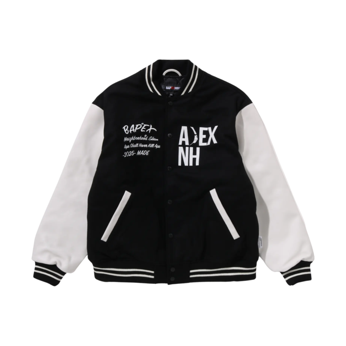 베이프 x 네이버후드 바시티 자켓 베이프 버전 화이트(BAPE x Neighborhood Varsity Jacket BAPE Ver. White) - 1