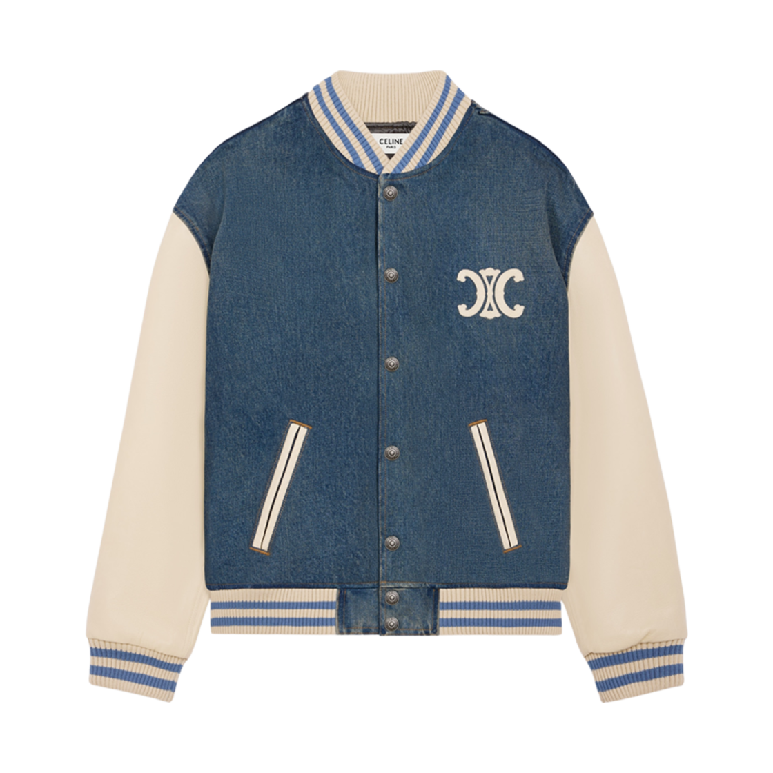 셀린느 데님 루즈 트리옹프 테디 트레일 워시(Celine Loose Triomphe Teddy in Denim Trail Wash)