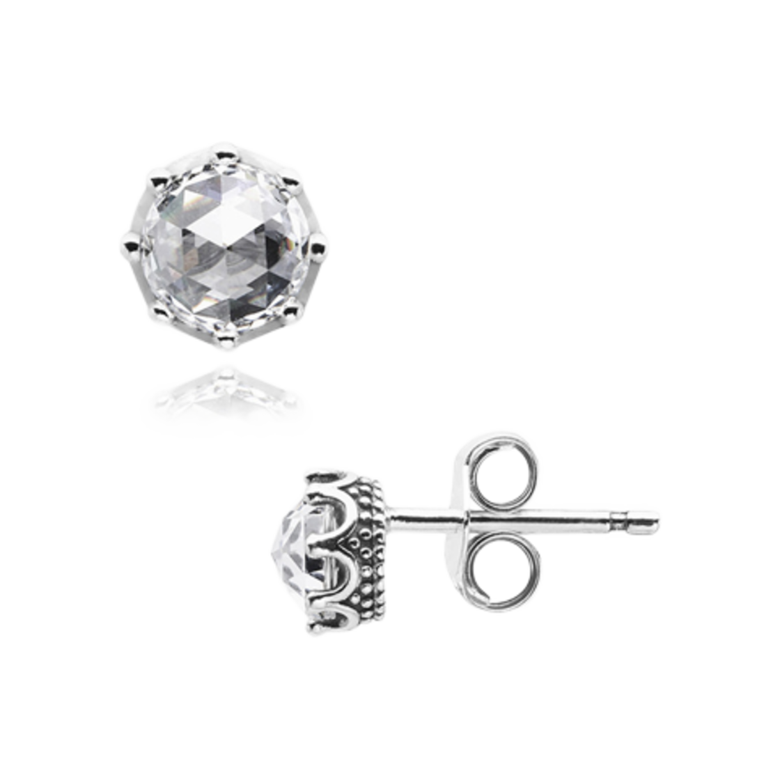 (W) 판도라 스파클링 크라운 스터드 이어링 스털링 실버 클리어((W) Pandora Sparkling Crown Stud Earrings Sterling Silver Clear) - 1