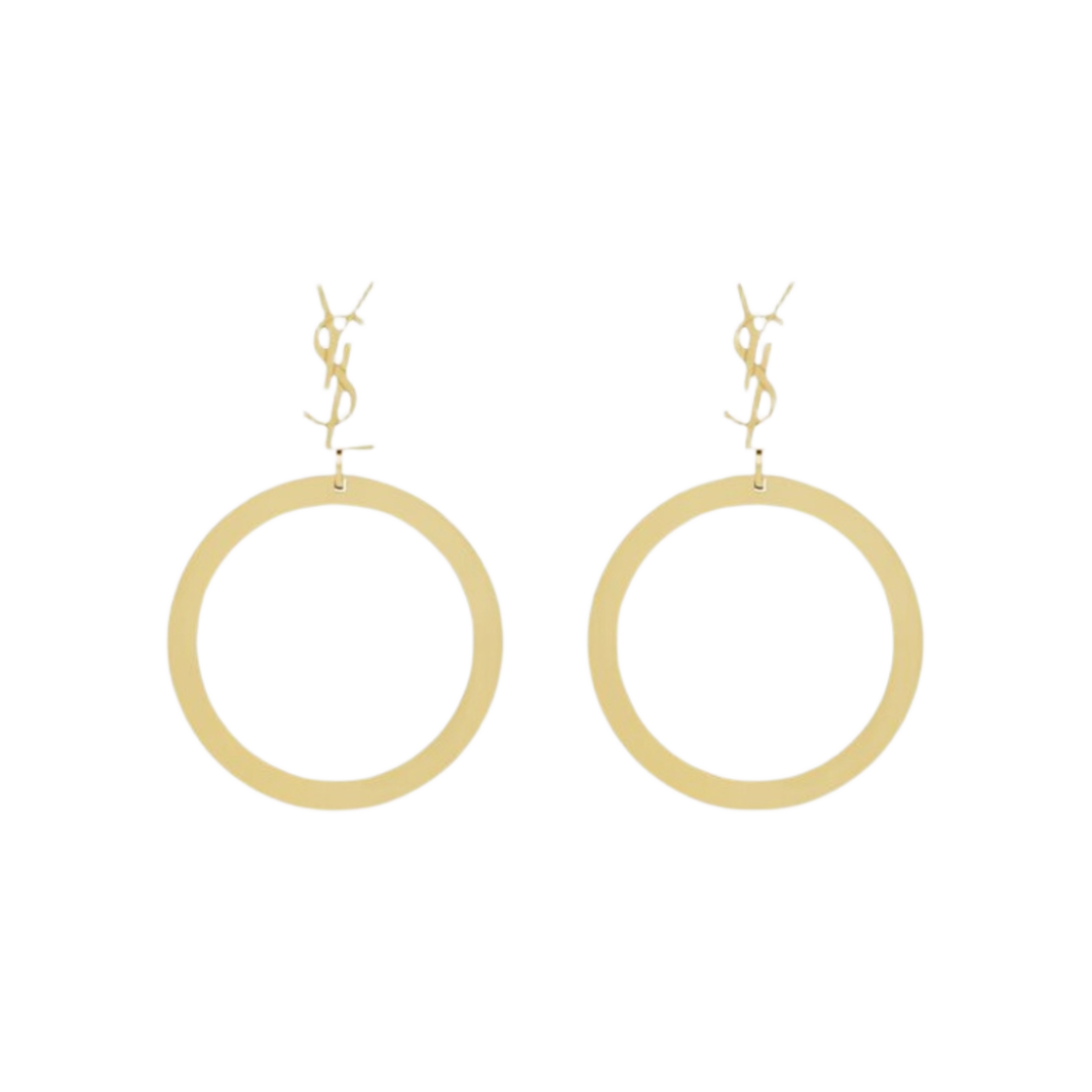 784142-Y1500-8030 (W) Saint Laurent Cassandre Pendant Hoop Earrings In Metal Gold