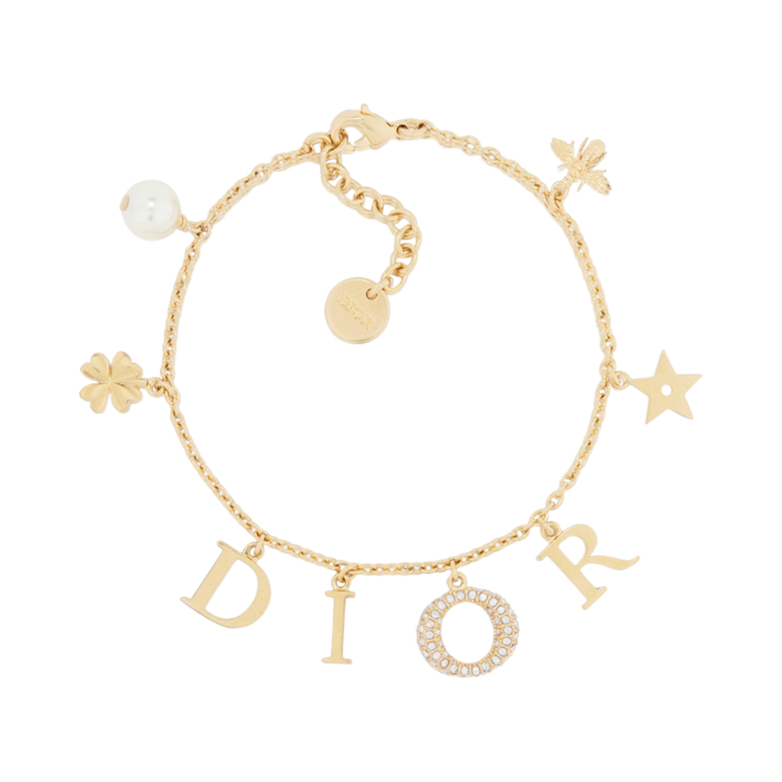 (W) 디올 디오레볼루션 브레이슬릿 골드 피니쉬 메탈 어 화이트 레진 펄 앤 실버톤 크리스탈((W) Dior Dio(R)Evolution Bracelet Gold-Finish Metal with A White Resin Pearl and Silver-Tone Crystals) - 1