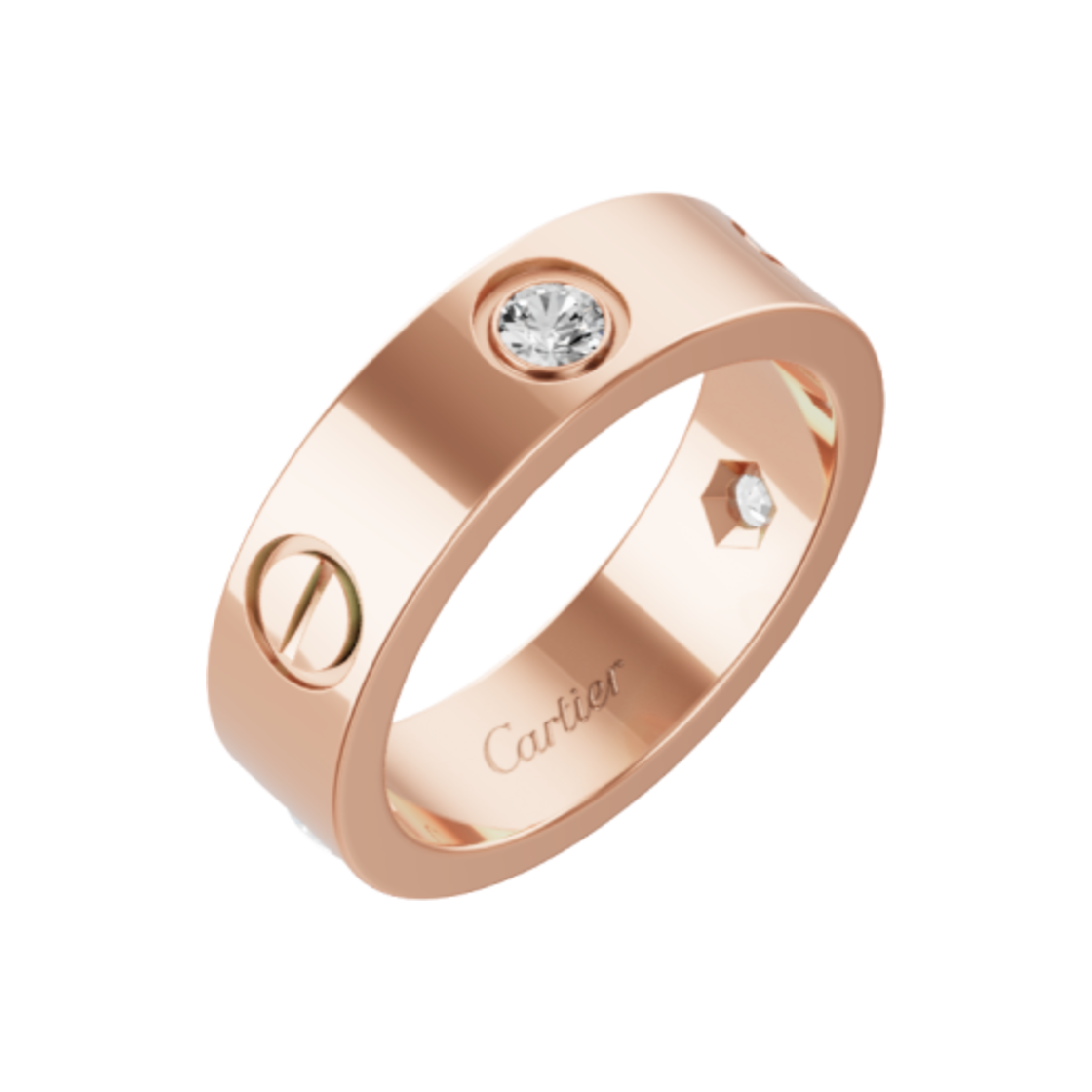 B40875 Cartier Love Ring Classic Rose Gold Diamonds
