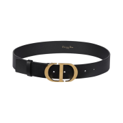 (W) Dior 30 Montaigne 35mm Belt Black Smooth Calfskin