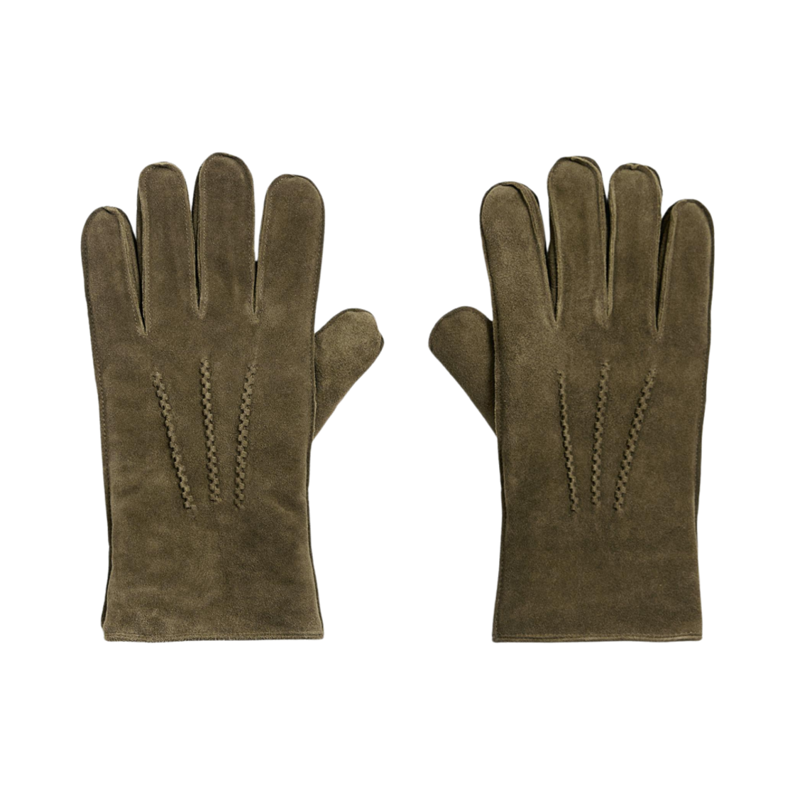 3920/373/505 Zara Contrast Leather Gloves Khaki