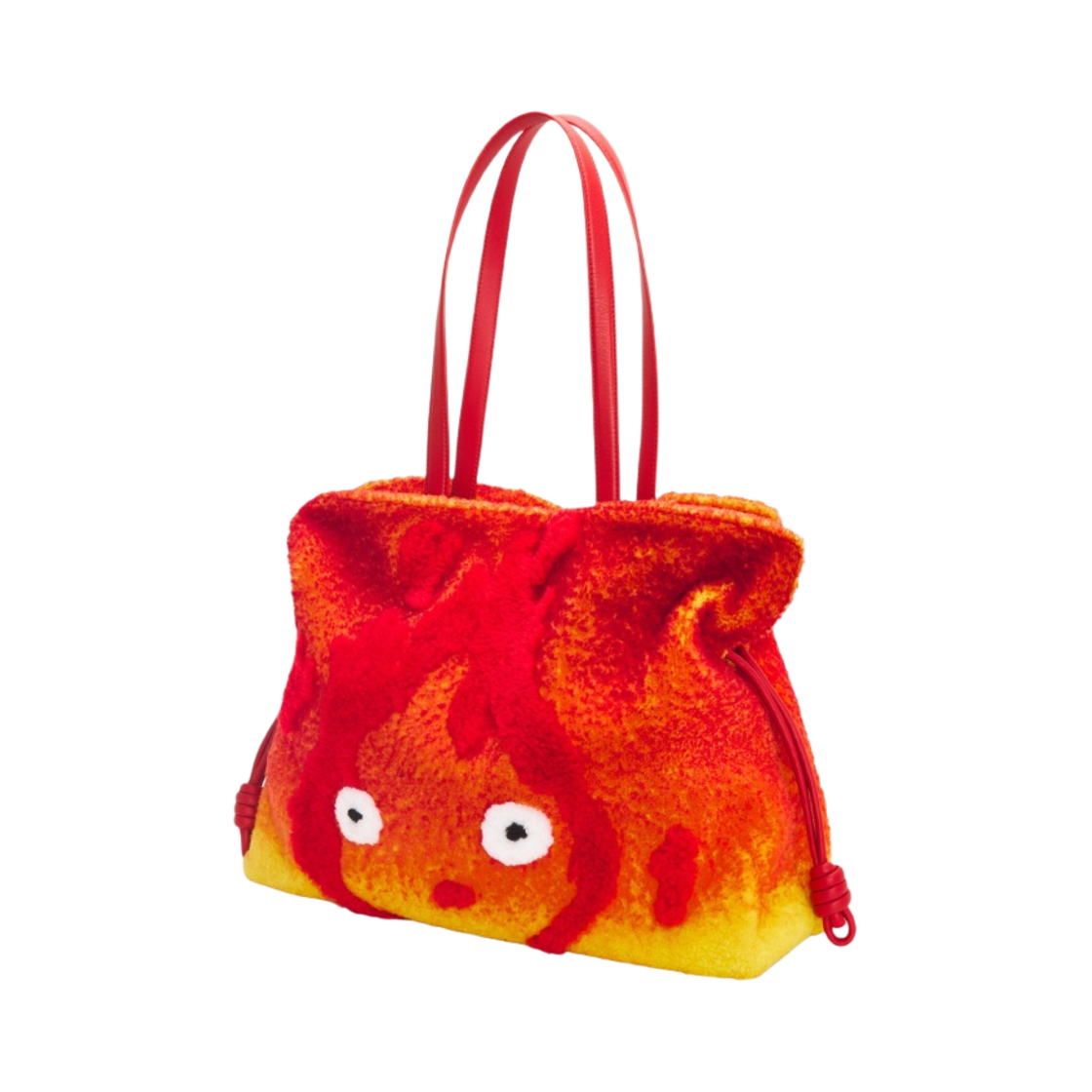 로에베 x 하울의 움직이는 성 캘시퍼 XL 플라멩코 셔링 클러치 레드(Loewe x Howl's Moving Castle Calcifer XL Flamenco Clutch in Shearling Red) - 5
