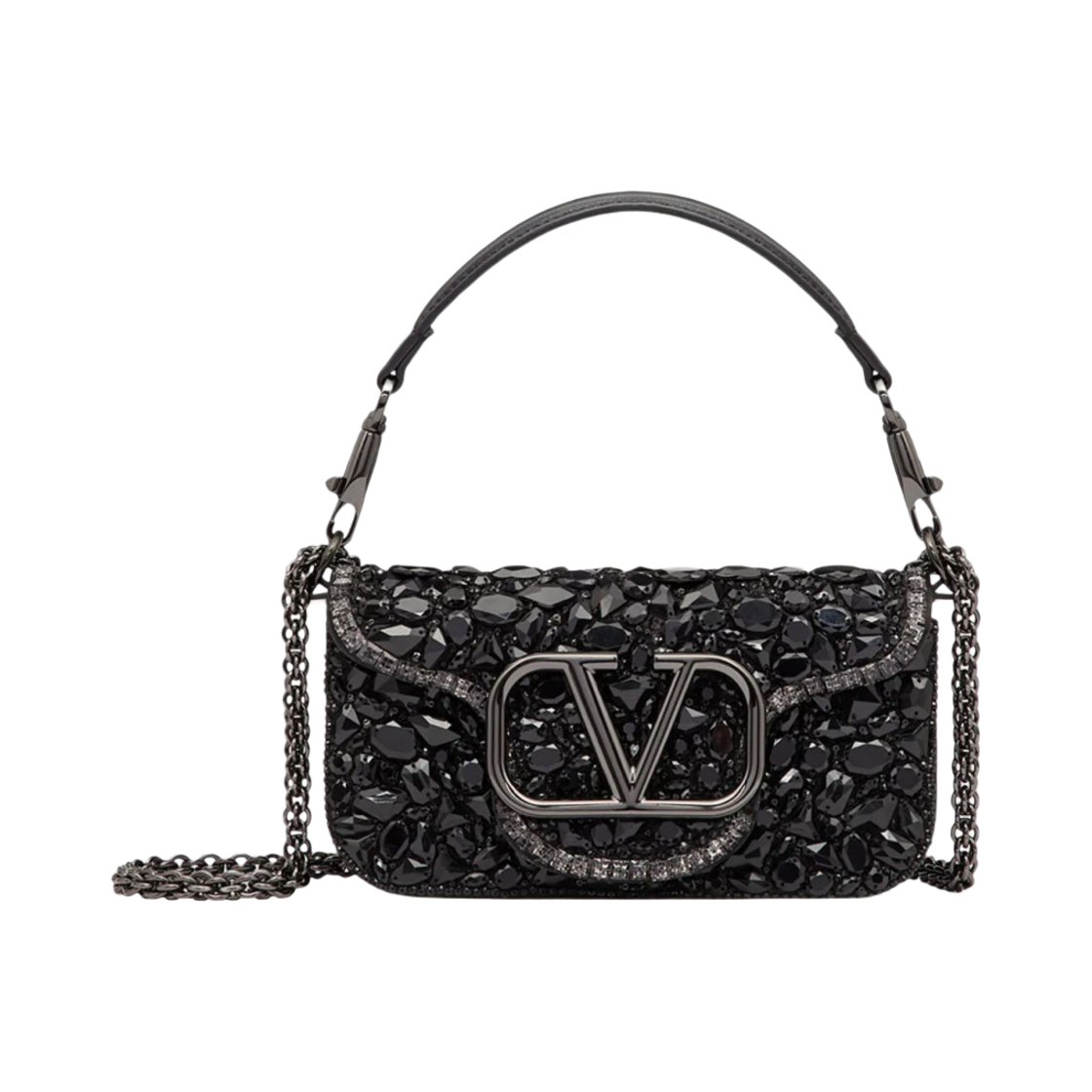발렌티노 크리스탈 스몰 로코 숄더백 블랙(Valentino Small Loco Shoulder Bag With Crystals Black) - 1
