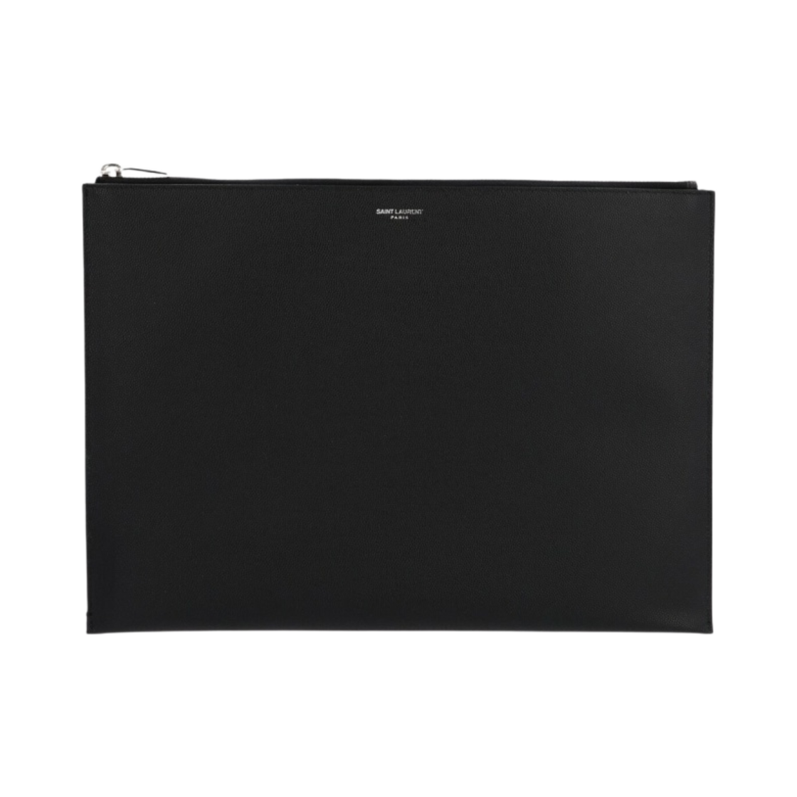 530013-BTY0N-1000 Saint Laurent Zipped Pouch in Grain De Poudre Matte Leather Black