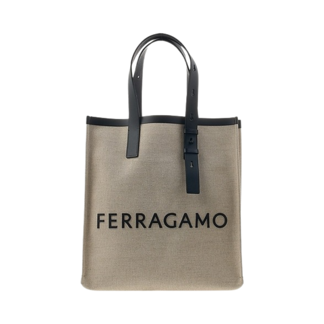 211297-764870 Ferragamo Logo Canvas Tote Bag Natural