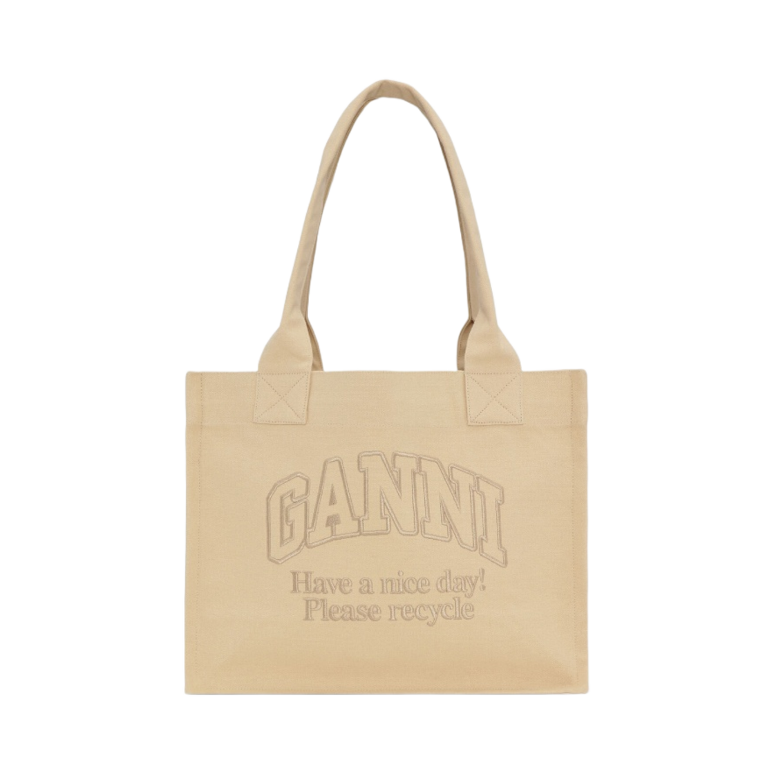 가니 크림 라지 캔버스 토트백 버터 크림(Ganni Cream LargeCanvas Tote Bag Butter Cream)