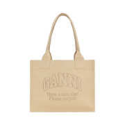 Ganni Cream LargeCanvas Tote Bag Butter Cream