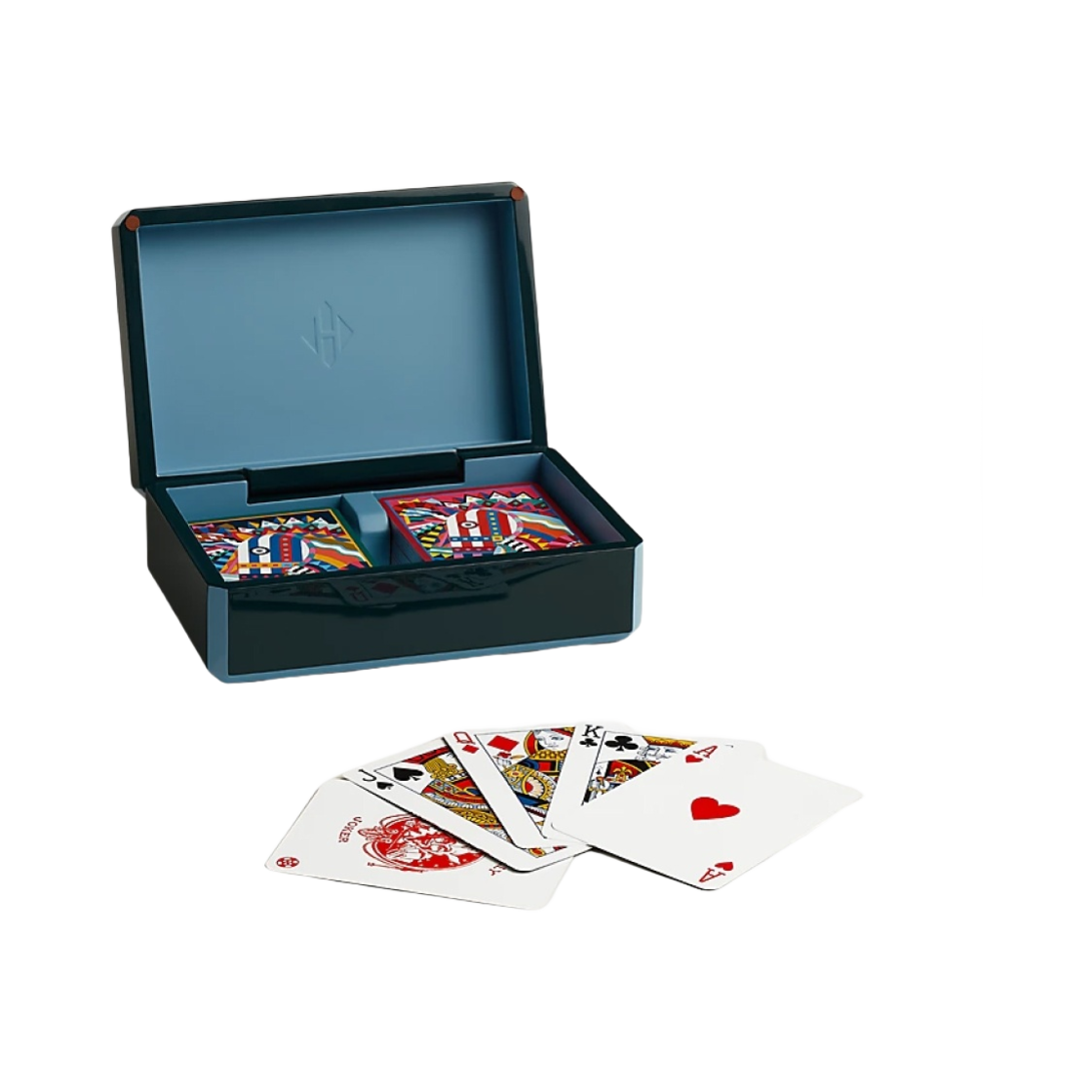 에르메스 파셋 슈발 드 페뜨 브릿지 카드 박스 블루 그랑 퐁 (데크 2개 세트)(Hermes Facettes Cheval De Fete Bridge Card Box Bleu Grands Fonds (Set of 2 Decks))