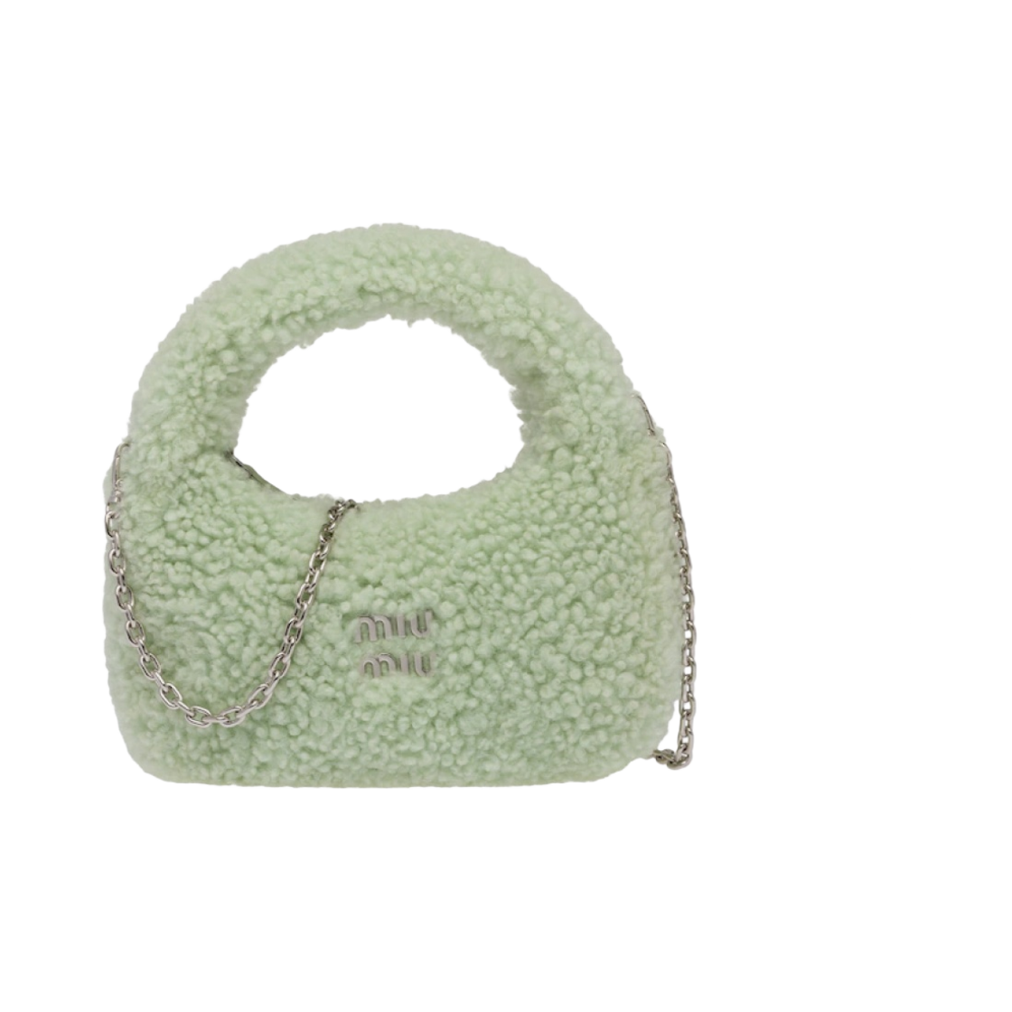 미우 미우 완더 셔링 미니 호보백 아쿠아(Miu Miu Wander Shearling Mini Hobo Bag Aqua) - 1