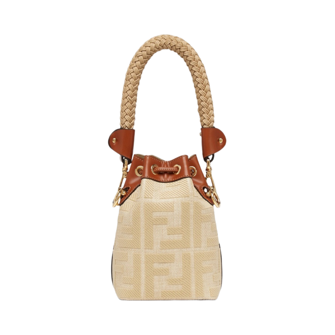펜디 FF 자수 몬트레조 FF 내츄럴 스트로우 미니백 베이지(Fendi Mon Tresor FF Natural Straw Mini-Bag with FF Embroidery Beige) - 3