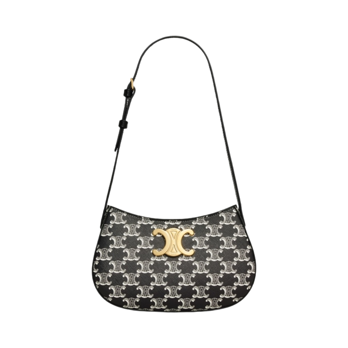 115702FQN-38NO Celine Medium Tilly Bag in Triomphe Canvas Two-Tone Black