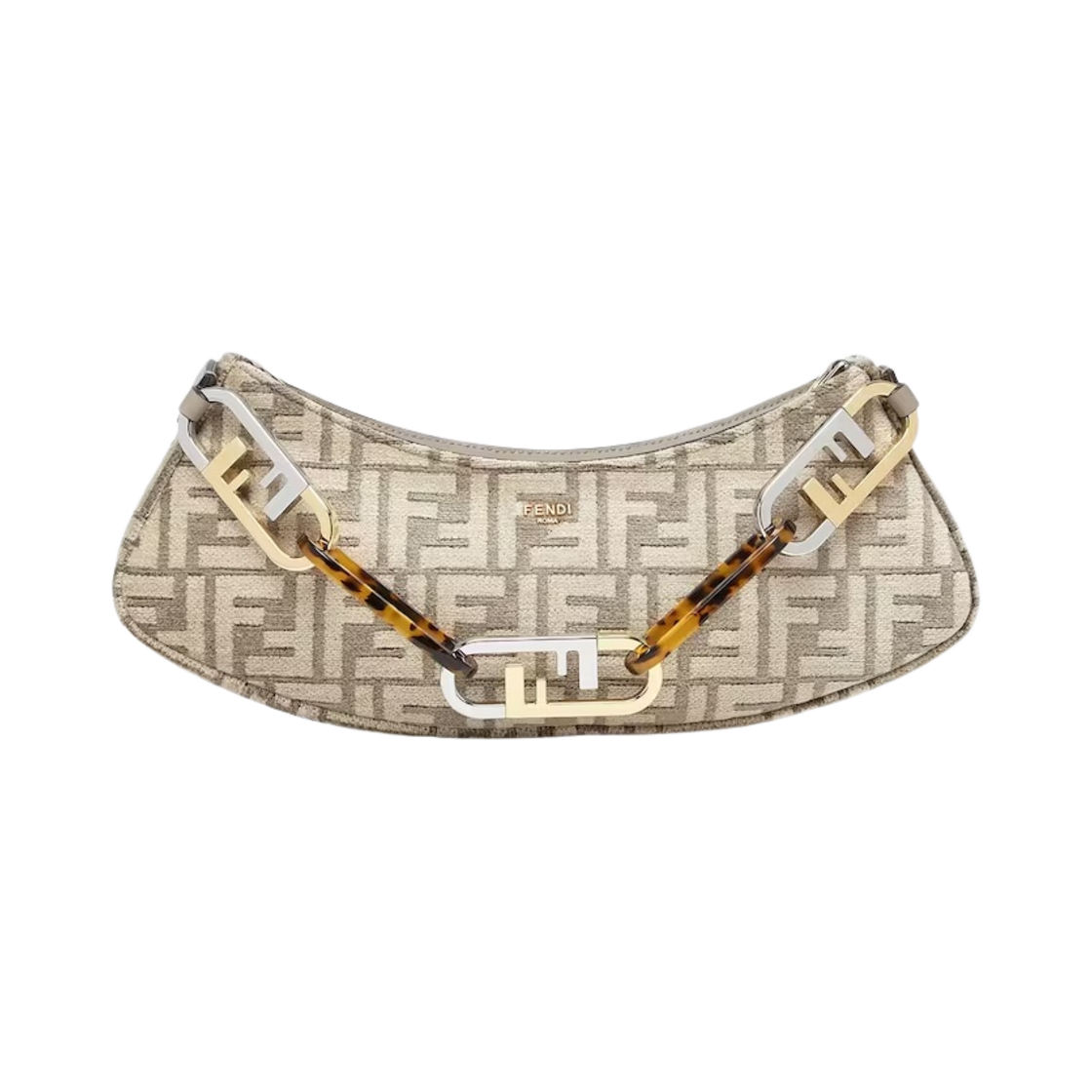 펜디 오 락 스윙 테피스트리 패브릭 파우치 도브 그레이(Fendi O'Lock Swing Tapestry Fabric Pouch Dove Grey) - 1