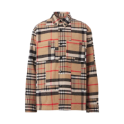 Burberry Check Pattern Patchwork Wool Oversized Overshirt Archive Beige