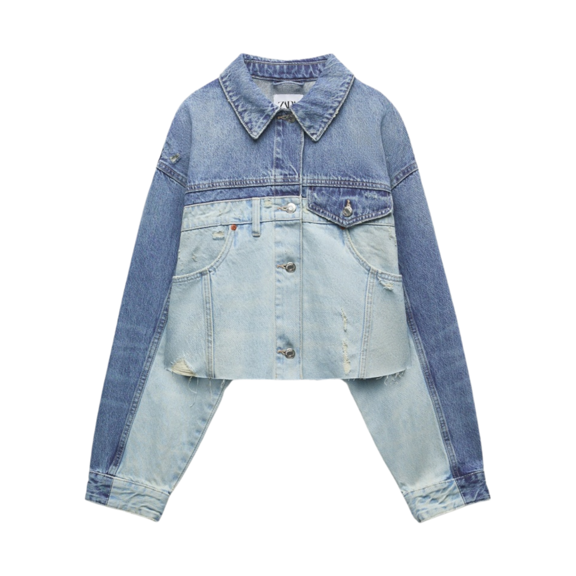 자라 패치워크 데님 TRF 자켓 블루(Zara Patchwork Denim TRF Jacket Blue) - 1