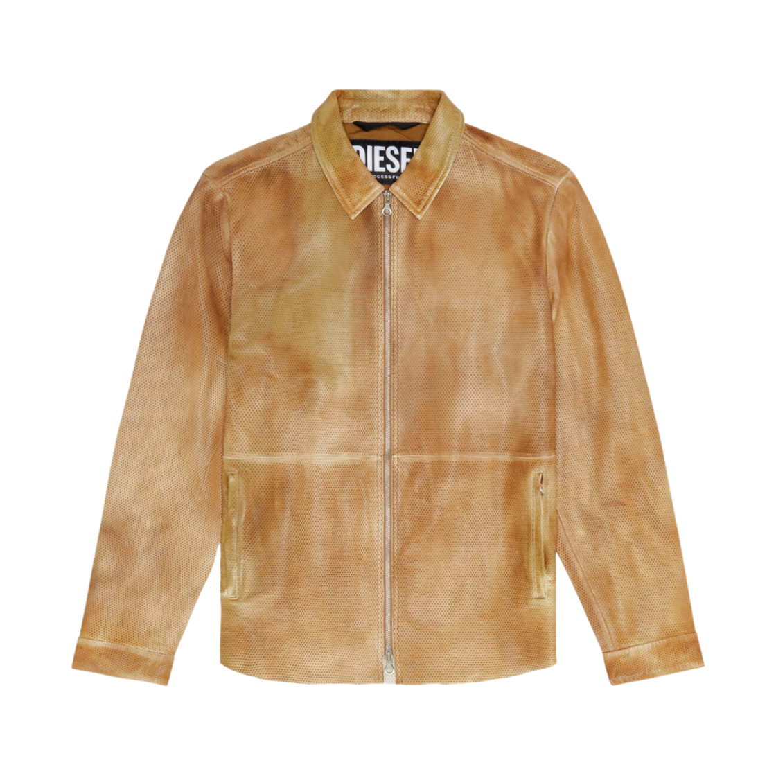 디젤 L-클라임 퍼포레이티드 레더 셔츠 자켓 라이트 브라운(Diesel L-Clime Shirt Jacket in Perforated Leather Light Brown) - 1