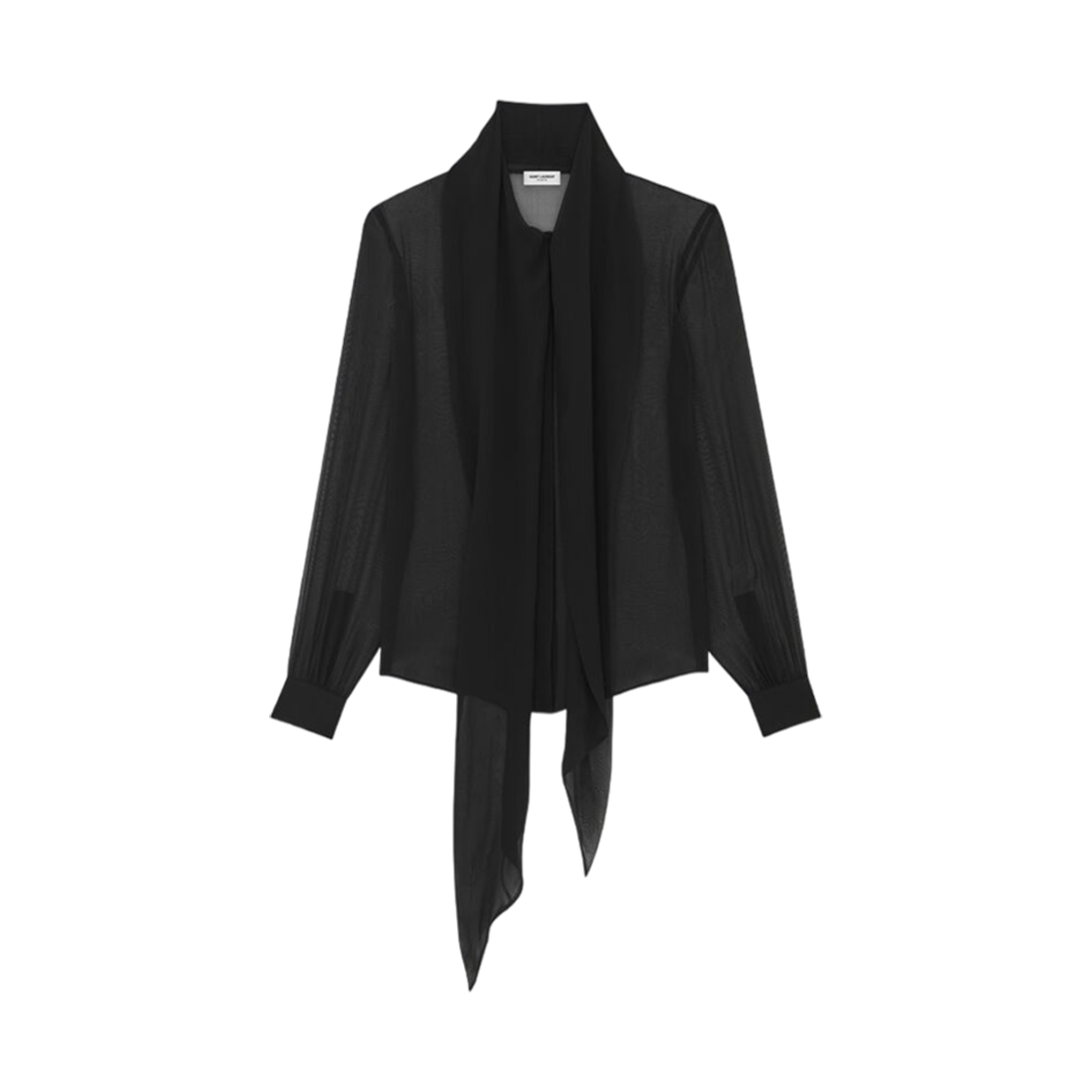 (W) 생로랑 블라우스 실크 무슬린 크레페 블랙((W) Saint Laurent Blouse In Silk Muslin Crepe Black) - 3