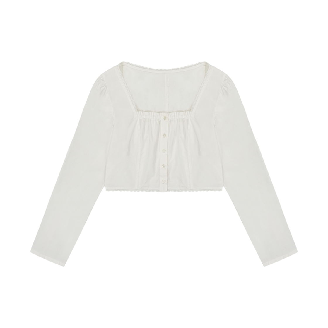 플레따 스퀘어 레이스 크롭 블라우스 화이트(FLETTA Square Lace Crop Blouse White)