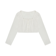 FLETTA Square Lace Crop Blouse White