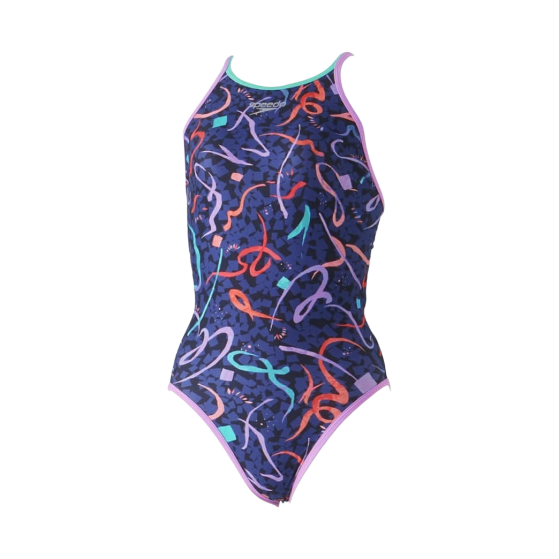 (W) 스피도 펠리시테이션 원피스 턴스 네이비 퍼플((W) Speedo Felicitation One Piece Turnz Navy Purple)