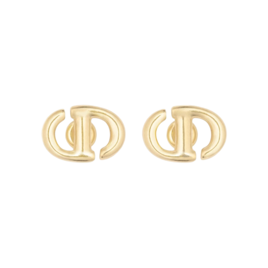 E1594CDNMT-D300 (W) Dior CD Navy Stud Earrings Gold Finish Metal