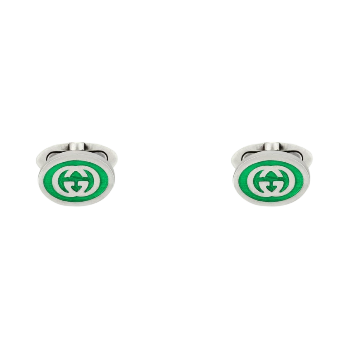 구찌 인터로킹 G 에나멜 커프스링크 실버(Gucci Interlocking G Enamel Cufflinks Silver) - 1