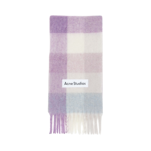 Acne Studios Mohair Check Scarf Lilac White