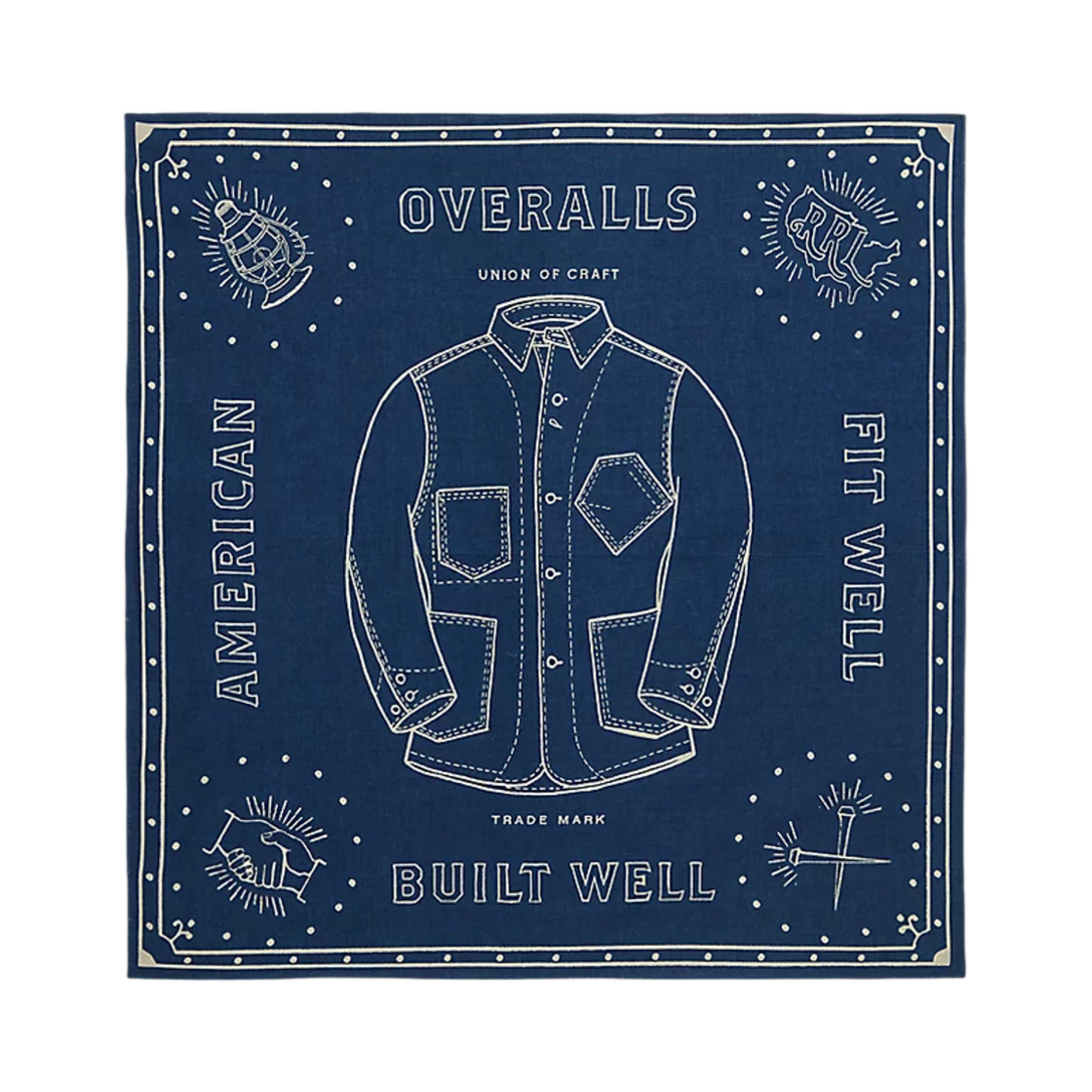 더블알엘 인디고 코튼 그래픽 반다나 인디고 크림(Double RL Indigo Cotton Graphic Bandana Indigo Cream) - 1