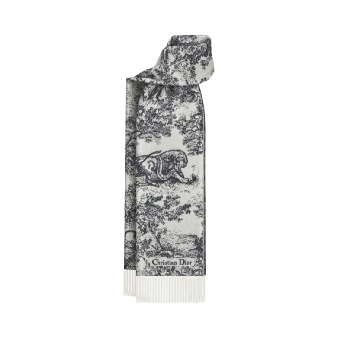 (W) 디올 트왈 드 주이 소바쥬 캐시미어 울 스카프 네이비 블루((W) Dior Toile De Jouy Sauvage Cashmere Wool Scarf Navy Blue) - 1
